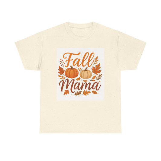 Autumn Themed Unisex Tee with 'Fall Mama' Design, Cozy Fall Apparel, Family Gathering Shirt, Thanksgiving Gift, Seasonal T-Shirt
