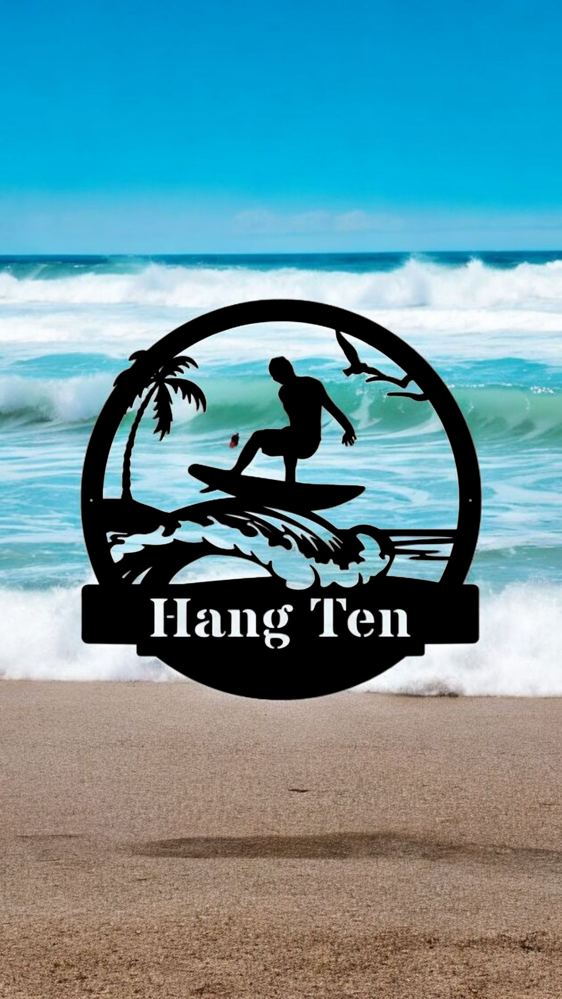 🏄‍♀️ 🌊 Metal Surfing Sign