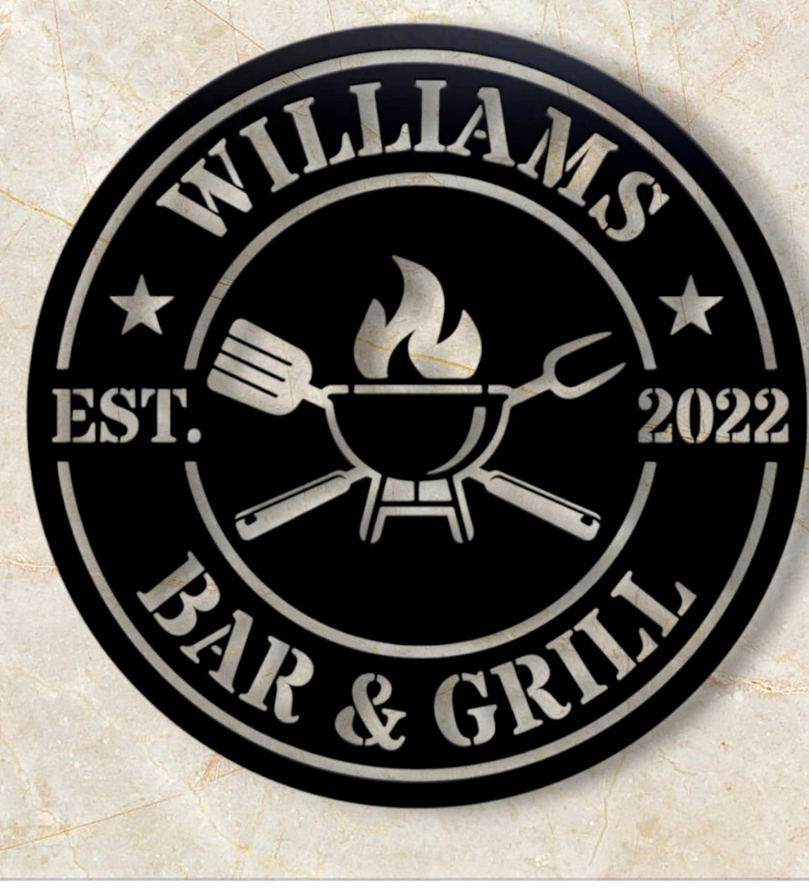 Custom Bar & Grill Metal Sign