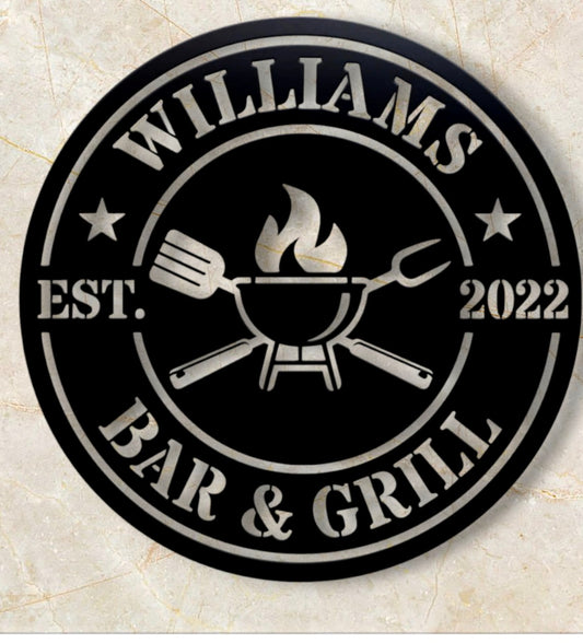 Custom Bar & Grill Metal Sign